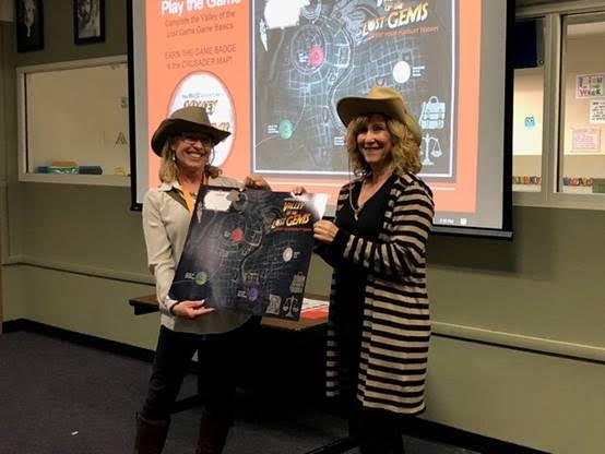  Instructional technology leader, Melissa Grabarkewitz earns her “Crusader” map poster, game sticker and a free lunch for completing the Game Basics activities. 